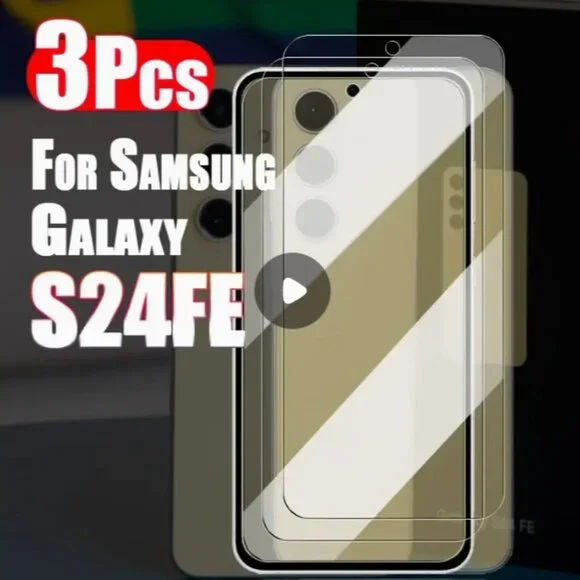 3-Pack Tempered Glass Screen Protector for Samsung Galaxy S24 FE, HD Clear, Anti