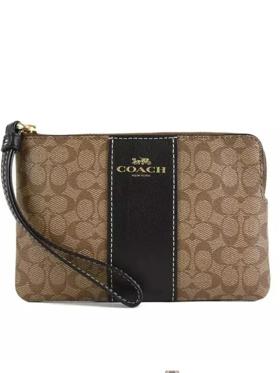 COACH Small Corner Zip Wristlet Micro  Signature Logo