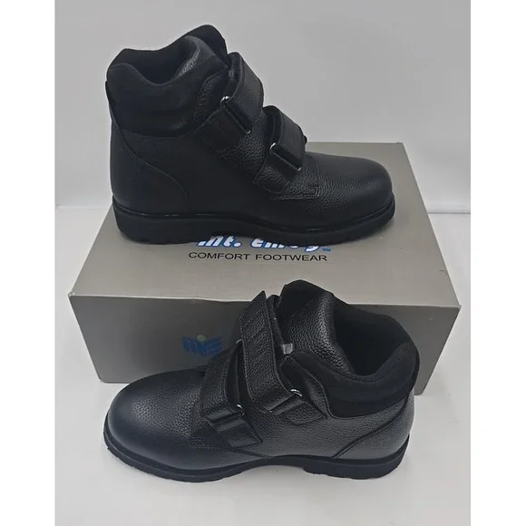 Mt. Emey Men's Extra-Depth Strap Closure Boots 12-6E Adventure Black Diabetic‎