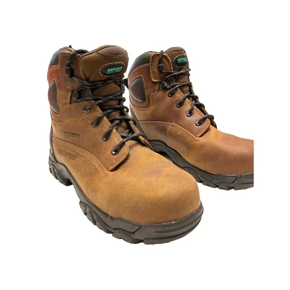 Hytest Boot Mens Size 8 Wide Knox 2 Steel Toe Work Brown Sudan Brown Leather