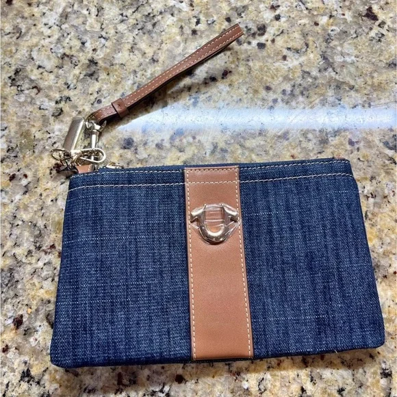 True Religion Wristlet with Tan Trim