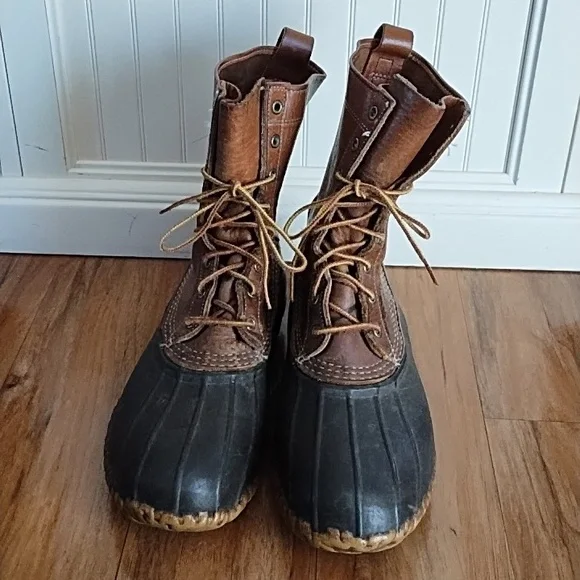 L.L. Bean Men's Brown Leather + Black Rubber Duck Boots