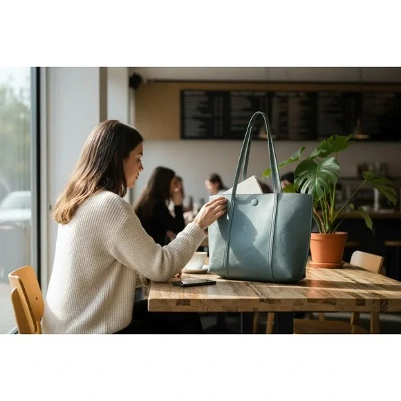 Mellow World  Vegan Leather Shoulder Purse Tote Bag w/Wristlet Women's Gray Chic