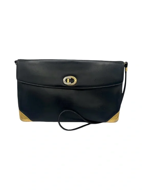 Christian Dior Leather Shoulder Bag CD Logo Plate/Black, GUC
