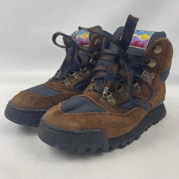New Balance Rainier H415 Mens Brown Suede Navy Nylon Hiking Boots Lug‎ Sole 7 D