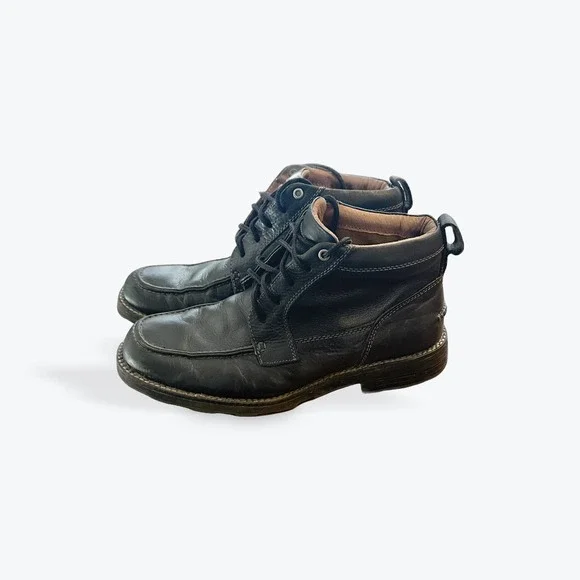 Florsheim Mens Black Leather‎ Moc Toe Lace Up Ankle Boots Size 8M
