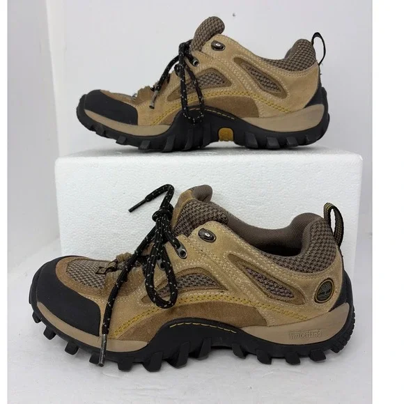 Timberland Mens 6.5M Hiking Shoes Brown Leather Mesh Trail Sneakers 15672 9328
