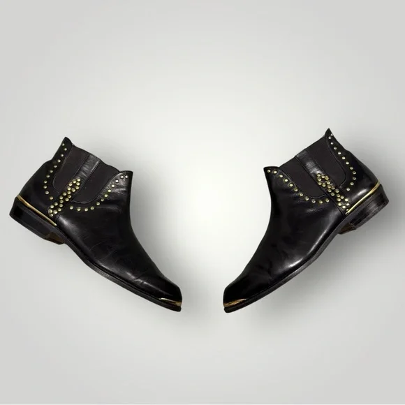 Rare Mezlan Black Leather‎ Studded Chelsea Boots Sz 8
