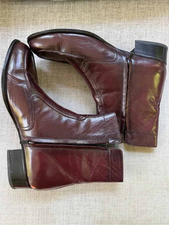 BOTANY 500 Men's Leather Ankle Brown Boots - Burgundy Size 9.5W 02952