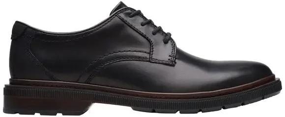 CLARKS MEN'S BURCHILL DERBY-, BLACK LEATHER, 10.5 US