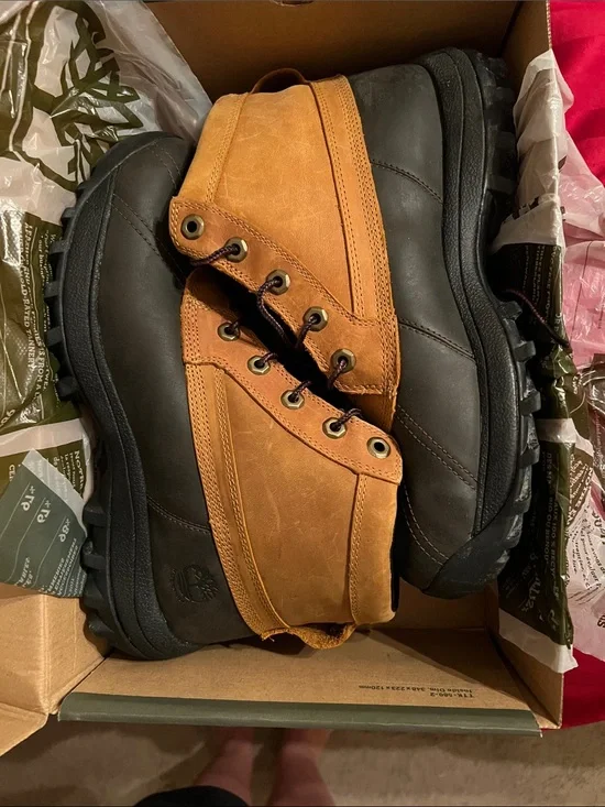 Timberland Men's Brown and Black Lace-Up Work Boots