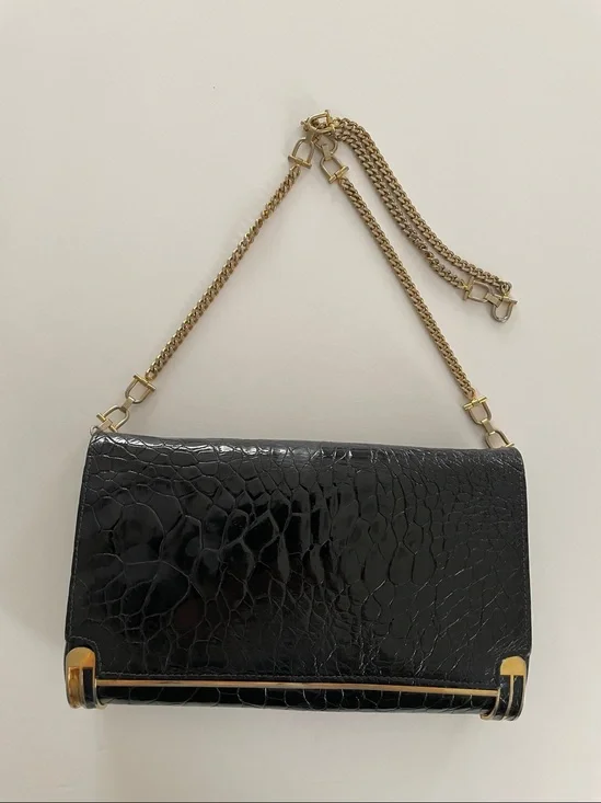 VTG: RIGHINI ROMA Piazza Di Spagna Genuine Leather Croc Chain  Bag/Clutch