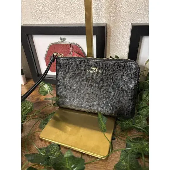 Coach Black Pebbled Wristlet