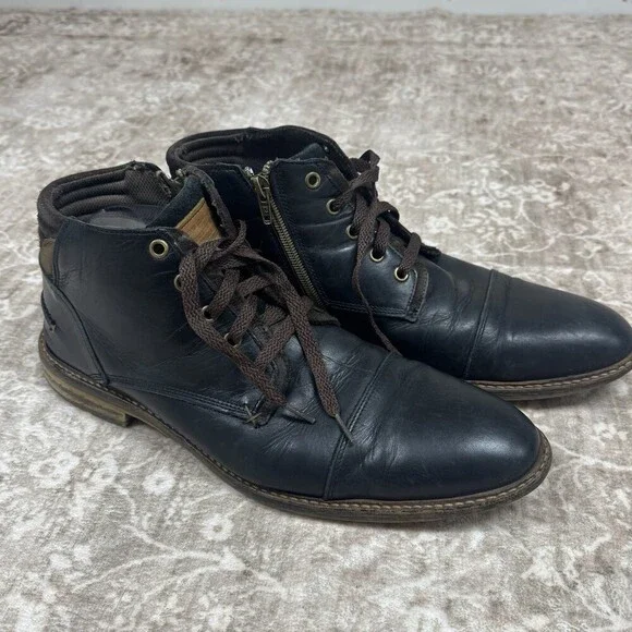 BULL BOXER Holten London Grunge Leather Zip Boots | Mens‎ EU 45 US 12 Moto