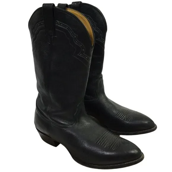 Nocona Mens Leather Western Cowboy Boots Pull-On Mid-Calf Black Size 12D