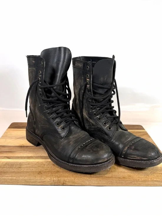 Bed Stu Declaration Cobbler Series Men’s Black Leather Hombre Combat Boots Sz 8