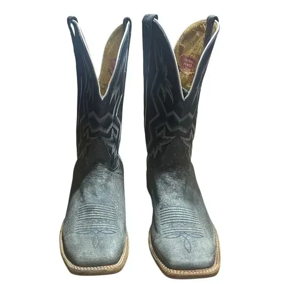 Nacona Cowboy boots square toe destressed rough out leather vamp in gray sz 10