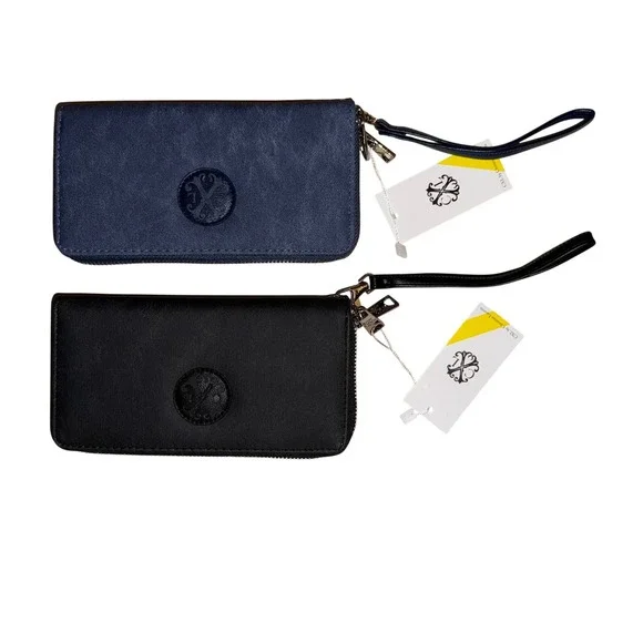 CXL Christian Lacroix Ames PU Denim Double Zipper Wallet Wristlet NWT