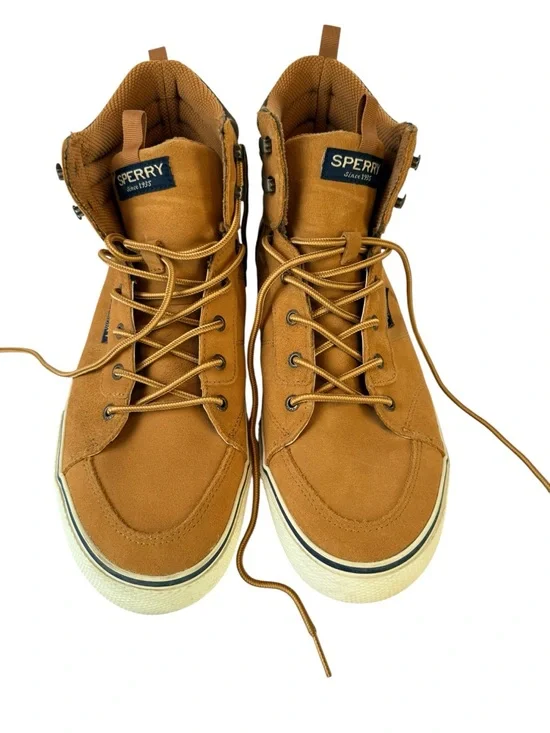 Sperry Waterproof High Top Duck Boots Tan Suede Sneakers Men 12 hiking outdoors‎