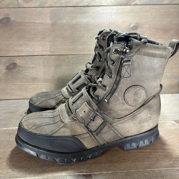 polo ralph lauren andres III mens size 9 shoes brown leather lace up combat boot
