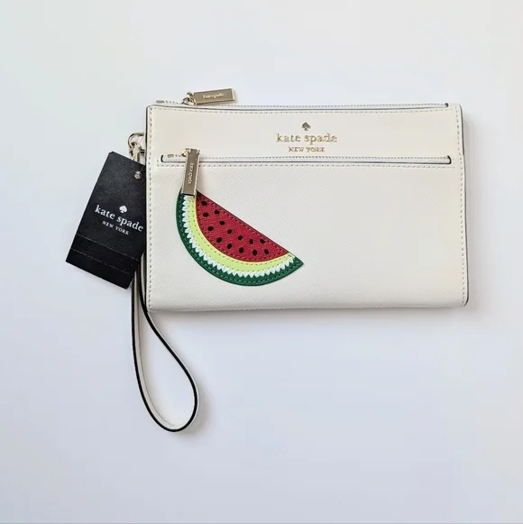 Kate Spade What-a-Melon Medium Wristlet Cream Watermelon Print NWT Coquette