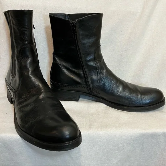 Doucal’s Men’s Leather Zip Ankle Boots Size 42 Vero Cuoio Made In Montegranaro