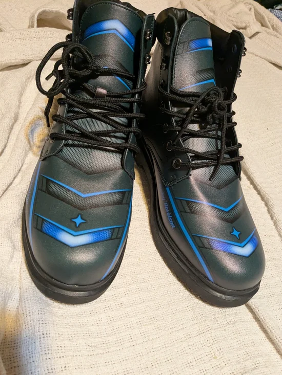 New Marty Rider Faux Leather Harley Davidson Boots Blue Hexagon 11/44