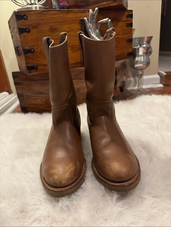 Red Wing Vintage Men's Tan Leather Pull-On  Boots 1187 Made in USA pre-owned.