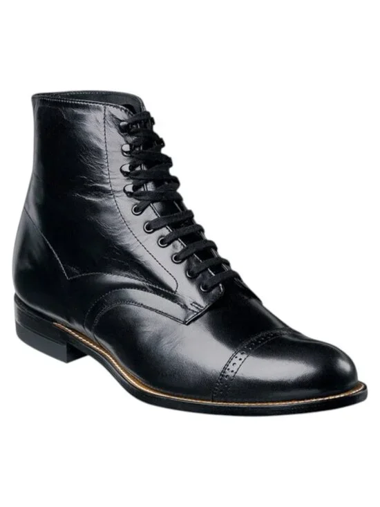 STACY ADAMS SZ 11D Men's Madison Cap Toe Kidskin Leather Dress Boot Black