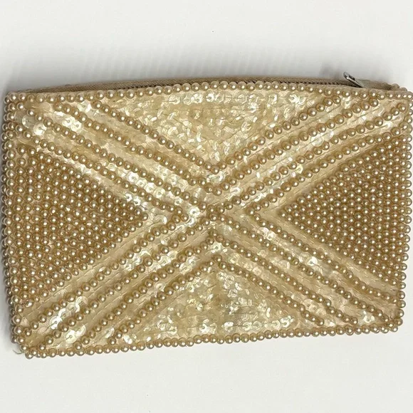 Vintage beaded and sequined coin purse pouch