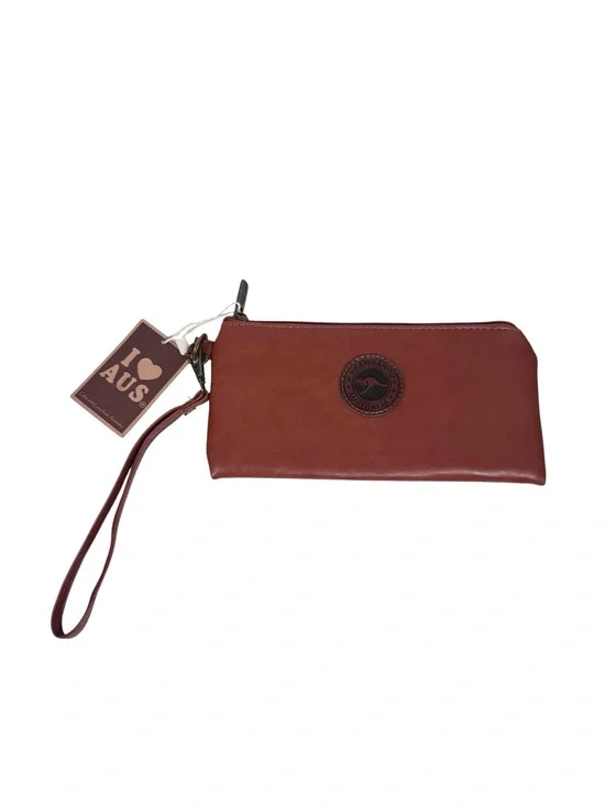 Kangaroo Australia Brown Wristlet Zip Clutch Wallet Travel Pouch NWT
