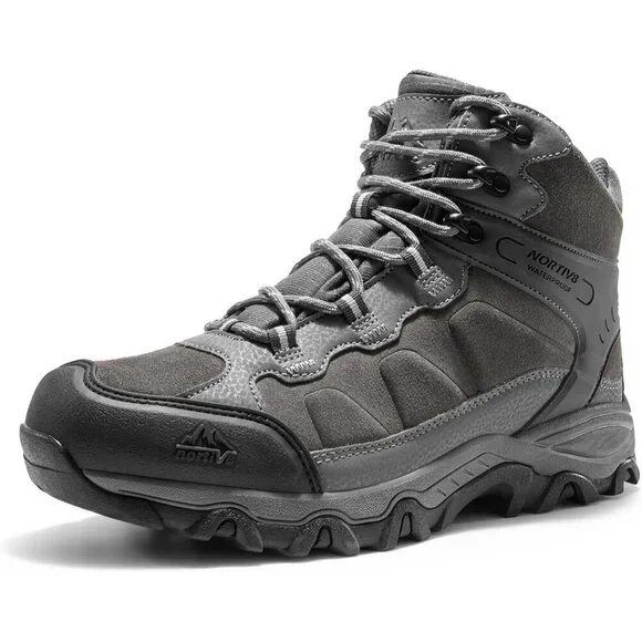 NORTIV 8 Men's Hiking Boots Mid Trekking Mountaineering Shoes Dark Grey