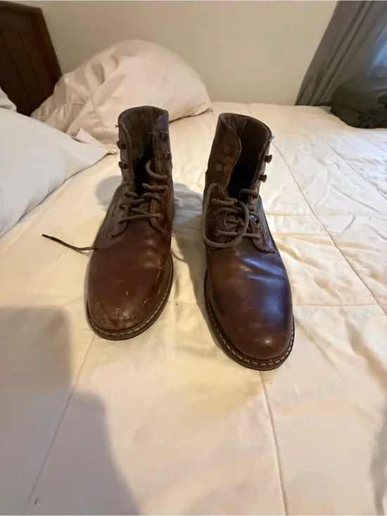 Men's Brown Leather Lace-Up Boots