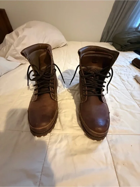 Timberland Brown Leather Lace-Up Work Boots