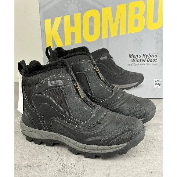 New Khombu Mens' Black Mason Hybrid Winter Boot With Cushioned Footbed Size 9