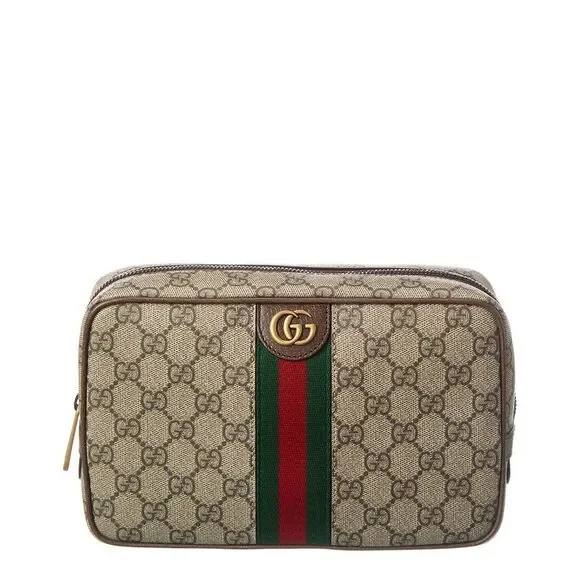 Gucci Gg Savoy Medium Gg Supreme Canvas & Leather Toiletry Case, Beige