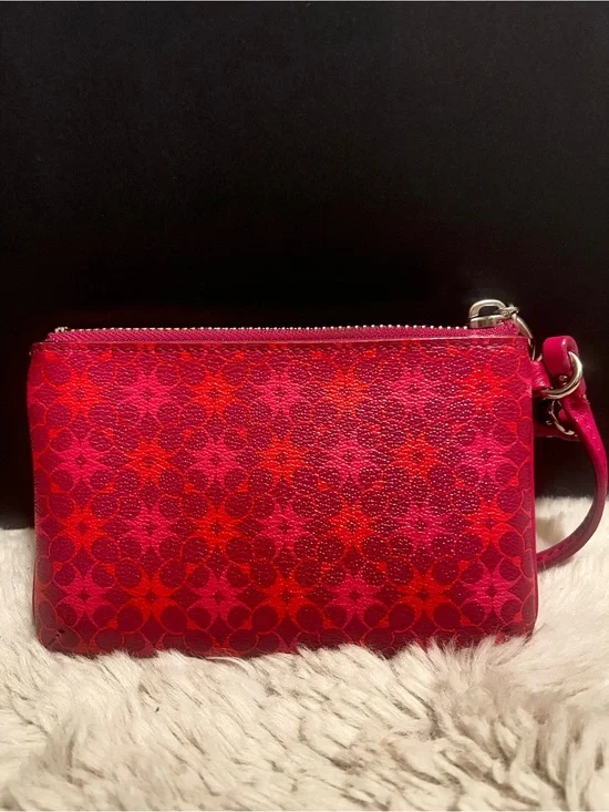 Coach Waverly Pink and Red Signature Wristlet