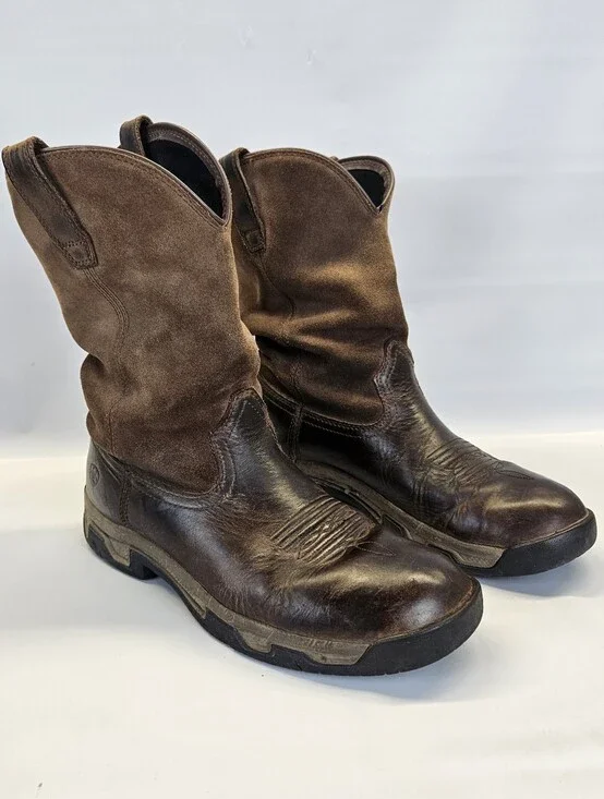 ARIAT Terrain Pull-on H2O Brown Waterproof Boots US Men 9.5EE Flawed Worn