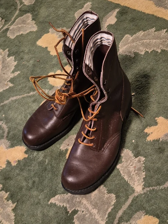Supreme Brown Leather Work Boots with Tan Laces