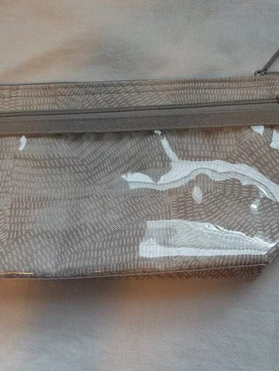 Thirty-One Small Gray Cosmetic Bag 2 Zippers New