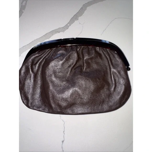 Vintage Unbranded, Italian leather clutch /chocolate Brown