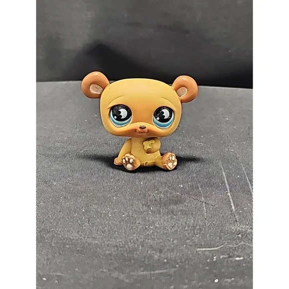Littlest Pet Shop LPS Bear 814 Brown Honey Hungriest Blue Moon Eyes Toys Collect