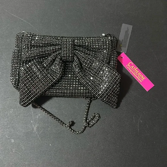 Catherine Malandrino Black Crystal Bow Crossbody