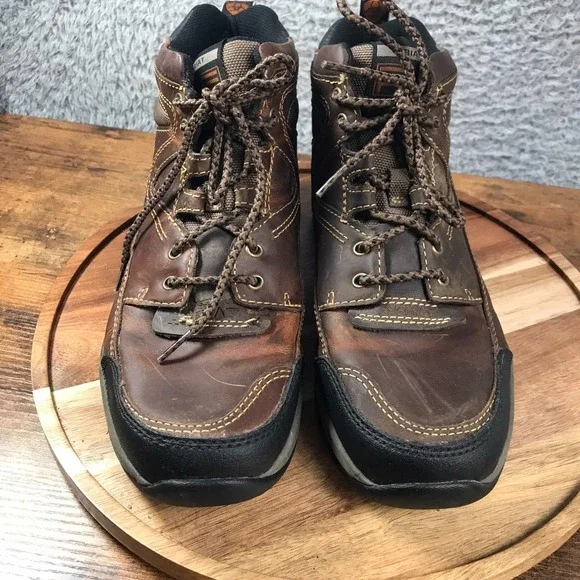 Ariat ATS Terrian Hiking Boots Mens 9.5B Brown Leather Outdoor Work Shoes