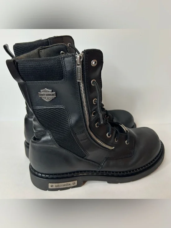 Harley-Davidson Black Side-Zip Lace Boots