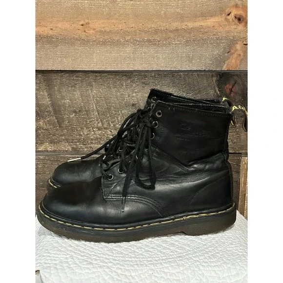 Dr. Martens 1480 Black Patent Leather Lace Up Ankle Combat Boots Mens 8 Ladies 9