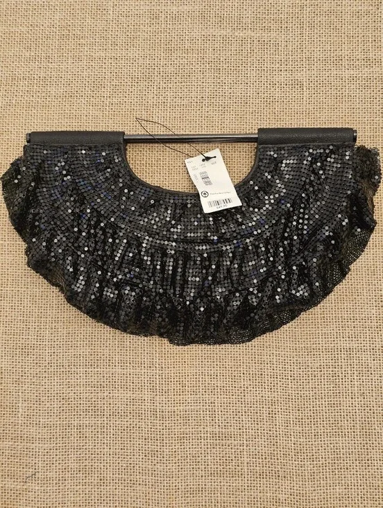 NEW Vintage The Limited Small Black Chainmail Evening Bag Clutch