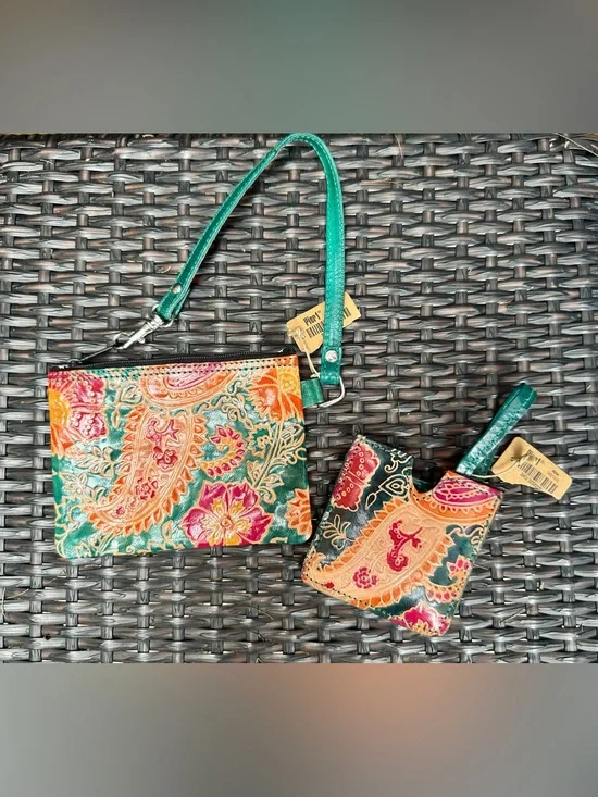 Pier 1 Colorful Wristlet and Mirror Compact Set Made in India NWT