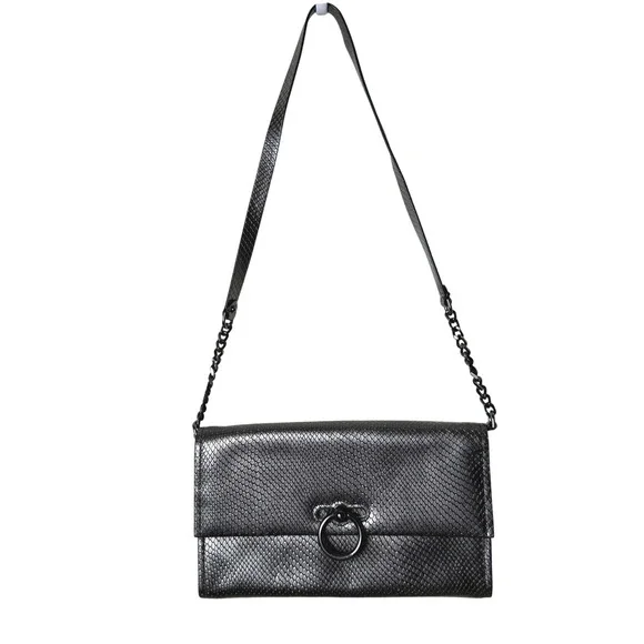 Rebecca Minkoff Jean Convertible Crossbody Bag Clutch Snake Embossed Leather