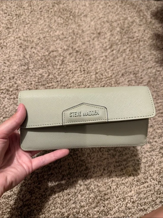 Steve Madden Sage Green Fold-Over Clutch